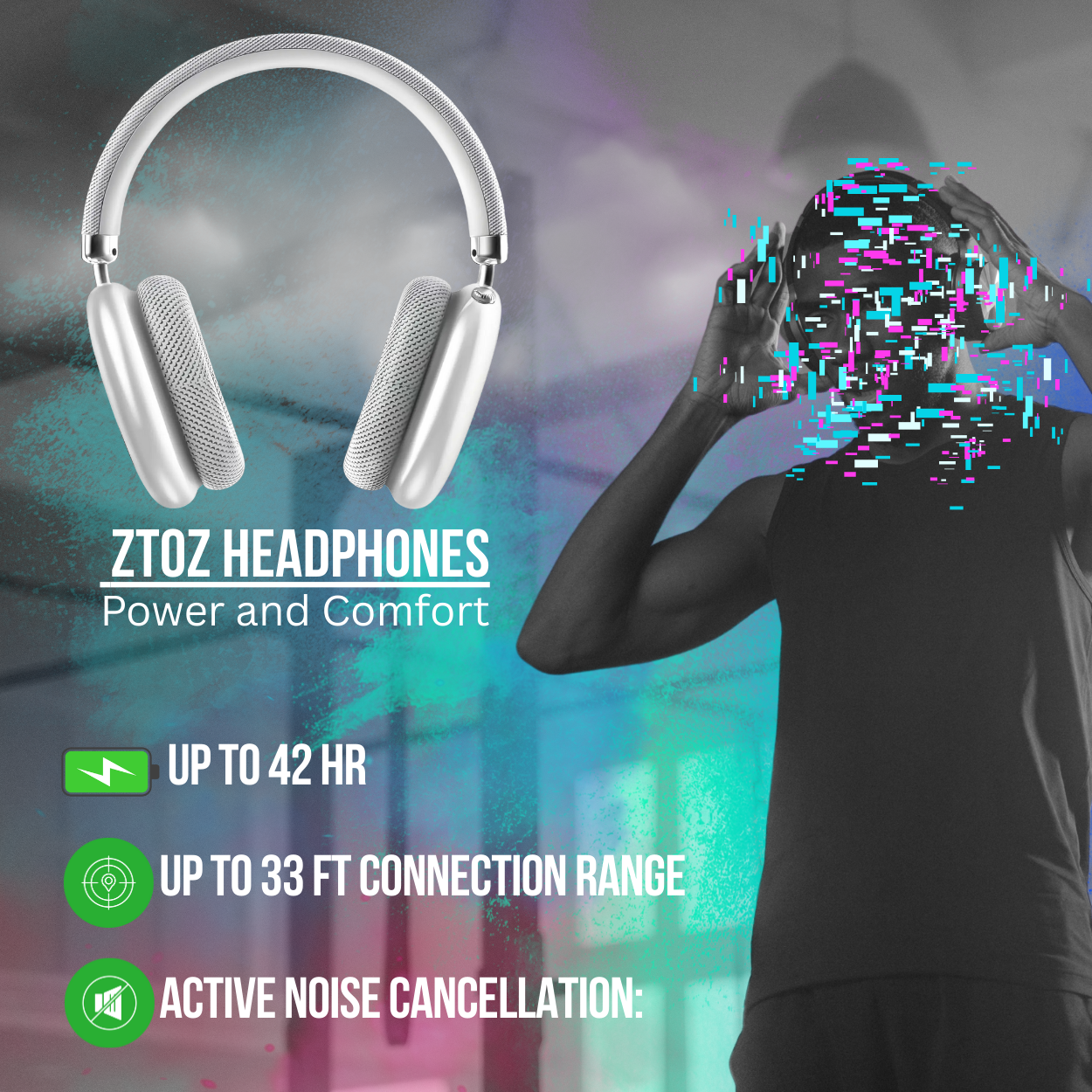 ZTOZ Headphones: Power and Comfort (Silver)